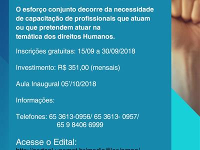 Foto da Notícia: Após Seminário Estadual, sai edital para especialização em Direitos Humanos